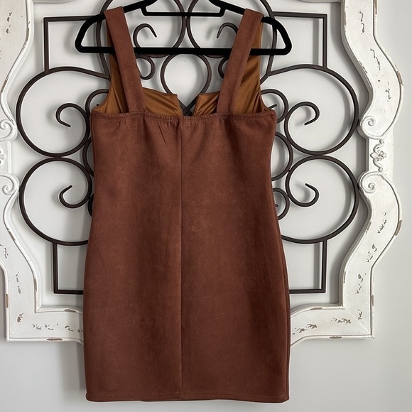 BAILEY BLUE THREE SISTERS LA MICROSUEDE MINI DRESS BROWN SIZE LARGE - Picture 4 of 7